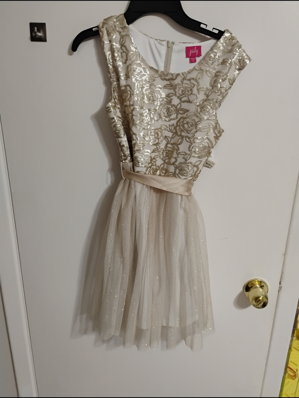 Party Tulle Dress for Kids with Gold Floral Bodice